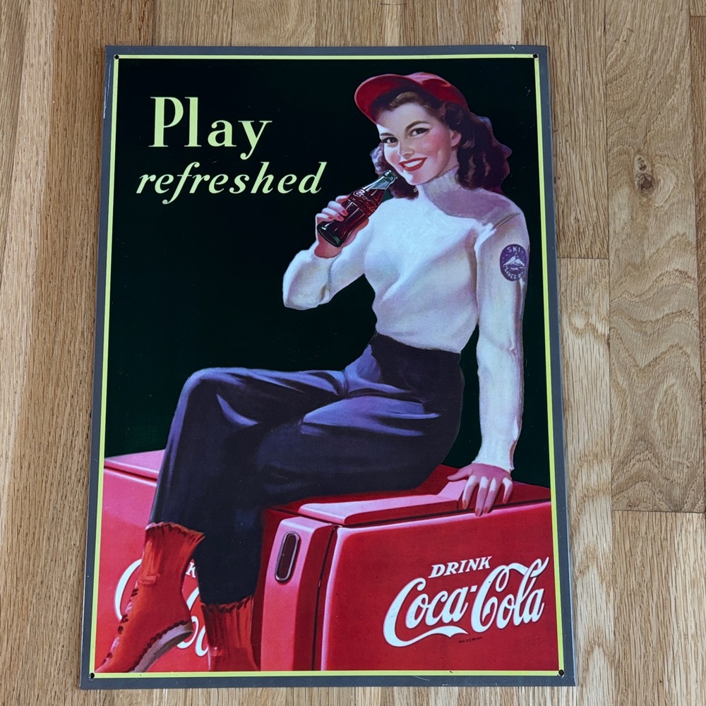 Coca-Cola Coke Replica Metal Sign: Play Refreshed Drink Coca-Cola Vintage 1998:)